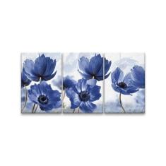 Quadro Decorativo 122x60 Sala Quarto Abstrato Flor Azul - Mv Decor