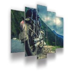 Quadro Decorativo Eco Decor Moto Na Montanha Mod414 5 Peças