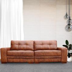 Sofá 4 Lugares Bipartido Sala de Estar 280cm Milano Couro Mel G58 - Gr