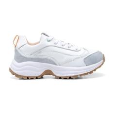 Tênis Feminino Casual em Couro Sneaker Branco - Solado Tratorado - FRA