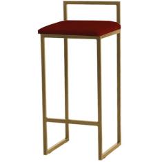 Banqueta Pietra Base Dourada - 82cm X 37cm - Trendy