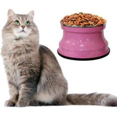 Comedouro Alto Para Gatos Em Alumínio Gastrobel Rosa Pigmentado PetGan