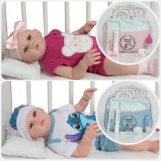 Boneca Reborn Gêmeos Recém Nascidos Corpo 100% Vinil E Itens - Cegonha