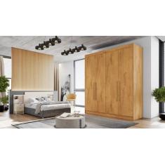 Guarda Roupa Solteiro 4 Portas 3 Gavetas - Nantes-Peroba - Móveis Euro