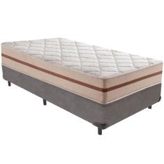 Cama Box Cinza e Colchão Classic 22 cm Molas ensacadas Solteiro Anjos