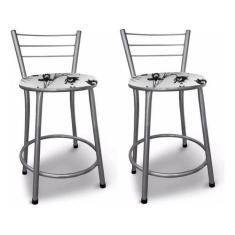 Kit 2 Banco Banqueta Baixa Prata p/ Mesa Cozinha Bar Lanchonete - Move