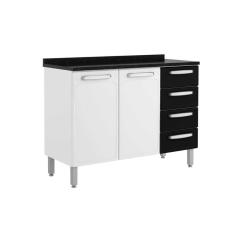 Gabinete De Cozinha Modulado Evidence 7126 2 Portas E 4 Gavetas C/ Tampo Branco/preto - Bertolini