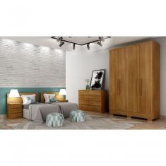Guarda Roupa Solteiro Com Pés 4 Portas 2 Gavetas - Veneza-cumaru - Móveis Novo Horizonte
