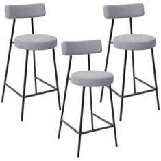 Kit 03 Banquetas Baixa Para Cozinha Sala De Jantar Bar Bancada Milão L