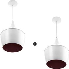 Kit 2 Pendentes Gourmet Balão 32X25cm Em Aluminio Branco Magnifico