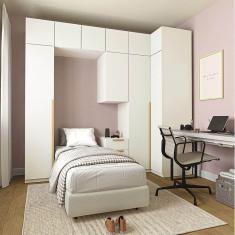 Guarda-roupa Modulado 10 Peças 10 Portas 1 Mesa Cabeceira Jade Cabecasa Madeiramadeira Branco Fosco