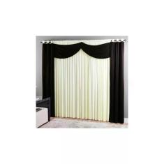 Cortina para Varão Sultan 300x250 cm Realce Top Dubai Marrom e Marfim