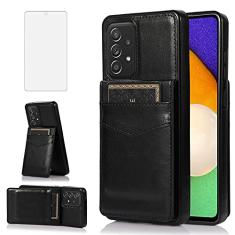 Capa de telefone para Samsung Galaxy A53 5G 2022 com protetor de tela de vidro temperado suporte para cartão de crédito capa carteira suporte acessórios de celular de couro Gaxaly A53 G5 Galaxies 53A