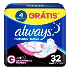 Absorvente Always Noturno Suave Tamanho G com Abas 32 Unidades, 32