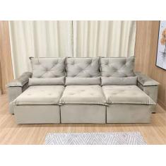 Sofá Retrátil Reclinável 2,70 m Bege 201 Athenas - MASTER