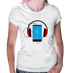 Baby Look Headphone Smartphone - Foca na Moda, Branco, GG