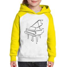Moletom Infantil Piano - Foca na Moda, Branco, Amarelo, 14
