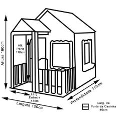 Casinha de Brinquedo com Cercado Azul e Rosa Criança Feliz