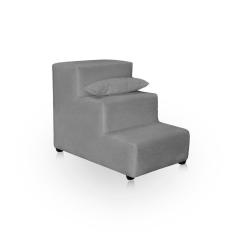 Escadinha Para Pet Escadinha Para Cachorro Gato Subir Na Cama Para Quarto 3 Degrau Suede Cinza