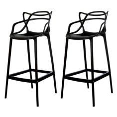 Kit 2 Banquetas Allegra Preta Polipropileno Cozinha Bistrô - Waw Desig