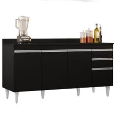 Balcão Gabinete Para Pia Com Tampo 160cm Arkansas Preto - Lumil