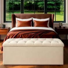 Recamier Bau Estofado Casal King Padrão Anita 195 cm Veludo - BELA DO 