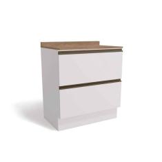 Balcão de Cozinha c/ Tampo Maxxi G755 c/ 2 Gavetas 80cm Branco/Nogal - Kappesberg