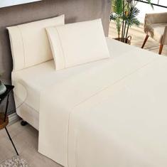 Jogo De Cama Lençol Milano Casal Queen Percal 180 Fios Ponto Palito Li