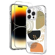Noyabox Capa para iPhone 15 Pro Max com protetor de tela, slim fit, design floral, boêmio, linda capa de telefone para iPhone 15 Pro Max 6,7 polegadas TPU + PC ShockPlusof e não desbota