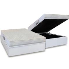 Cama Box Baú Casal: Colchão Espuma Herval D28 / Ag65 Frontier + Base Crc Courano White(138X188)