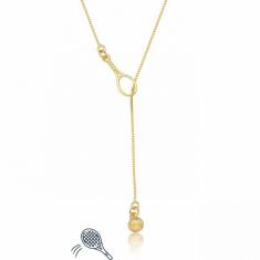 Colar Bolinha E Raquete De Tennis Revestido Em Ouro
