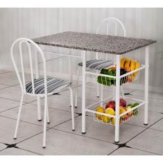 Conjunto de Mesa com 2 Cadeiras Alice Preto Listrado