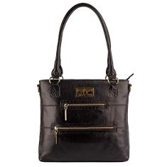 Bolsa de ombro em couro liso Alícia - Preto