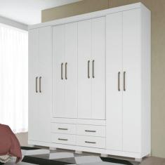 Guarda Roupa Casal 8 Portas 4 Gavetas Nápoles com Pés Branco