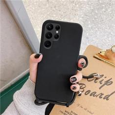 UEEBAI Capa de telefone com cordão transversal para Samsung Galaxy S22 Ultra 5G, capa de telefone de silicone com alça de colar ajustável, cinto macio, cordão de pescoço, cordão à prova de choque,