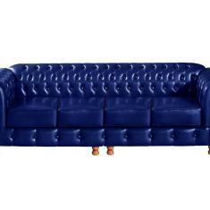 Conjunto De Sofá 4 Lugares E 2 Poltronas Chesterfield Luís Xv Azul