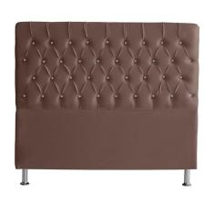Cabeceira De Cama Box Paris Casal 140 Cm Botão Strass Suede Rosê Eli Móveis