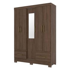 Guarda Roupa Solteiro Chale Castanho com Espelho – Briz Móveis