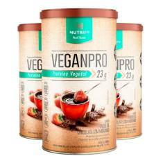Kit 3 Veganpro Proteína Vegetal Chocolate com Morango Nutrify 450g