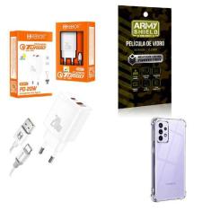 Kit Carregador Turbo 20W + Capinha Samsung A52 S 5G + Película de Vidr