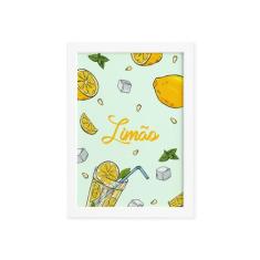 Quadro Decorativo Frutas Limão Moldura Branca 22x32cm - Quartinhos