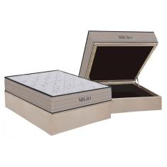 Cama Box Baú Casal: Colchão Espuma D33 Orthoflex Milão Black + Base CRC Suede Clean (138x188)