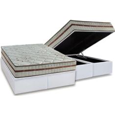Cama Box Baú Queen: Colchão Molas MasterPocket Ensacadas Anjos Classic + Base crc Courano White(158x198)