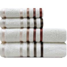 Jogo De Toalhas 4 Peças - Banho + Rosto Algodão Fio Penteado Lumina Karsten - Emcompre