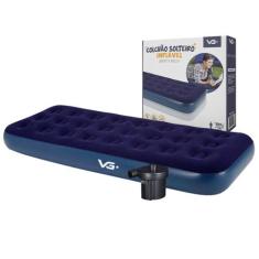 Colchão Solteiro Inflável + Bomba de Ar Elétrica VG Plus, 220V