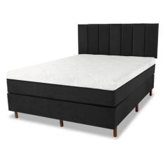 Cama Box e Colchão Magnético com Cabeceira - Therapy Life Slim, Preto,