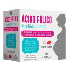Ácido Fólico Metilfolato + Dha Fonte Ômega 3 30 Cáps Softgel - La San 