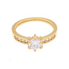 Anel Rommanel Banhado Ouro Cravejado Zircônias Pequenas E Grande 51165