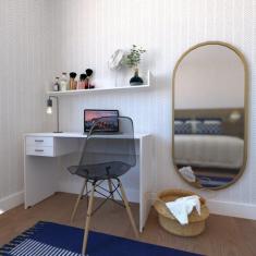 Escrivaninha Mesa Escritório 2 Gavetas com Prateleira Suspensa Helen B