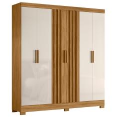 Guarda Roupa Casal 6 Portas Freijó-Off White 2 Gavetas Ripado Arlon M07 MDP Mpozenato